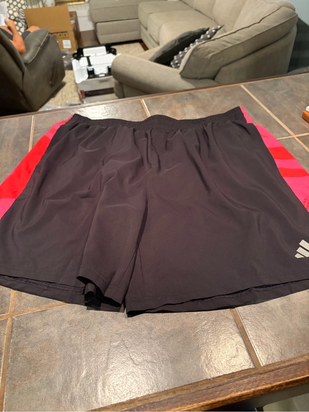 adidas Black Athletic Shorts with Pink Side Panels